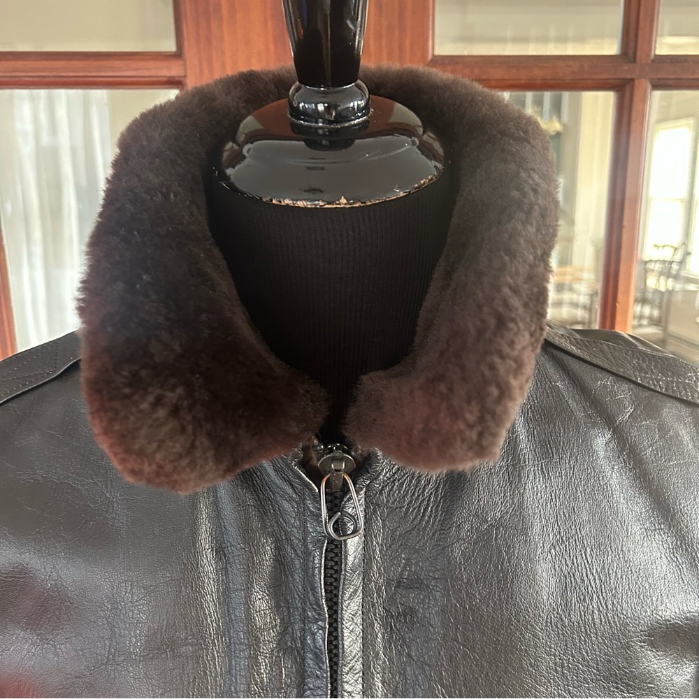 Vintage LL Bean G-1 Goatskin Leather Bomber Flight Jacket 42 Wool Quilt Lined - Picture 6 of 16